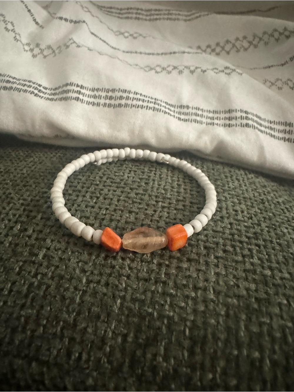 Beaded Bracelet with Orange Accent Beads